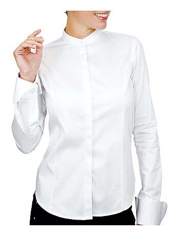 Chemise femme col mao coupe cintrée LEXINGTON Andrew Mac Allister Blanc , 34
