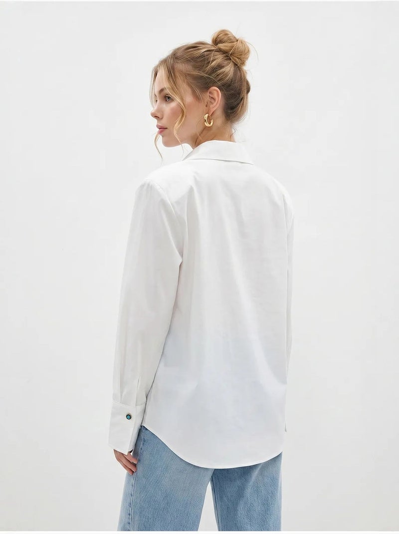 Chemise femme coupe regular en crêpe tissé lucci Blanc - Kiabi
