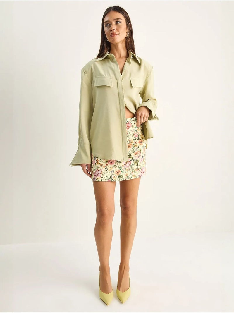 Chemise femme coupe regular en crêpe tissé lucci Vert menthe - Kiabi