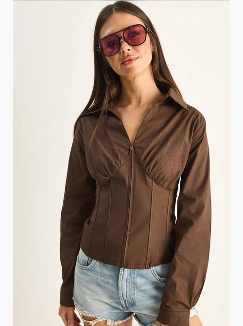 Chemise femme courte cintrée lucci - Kiabi Chemise femme courte cintrée lucci - Kiabi