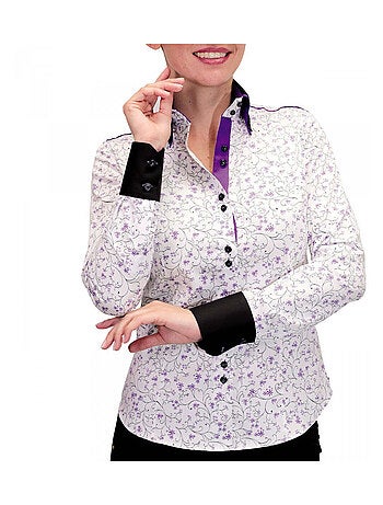 Chemise femme double bouton coupe cintrée PENELOPE Andrew Mac Allister Blanc , Bleu , 38