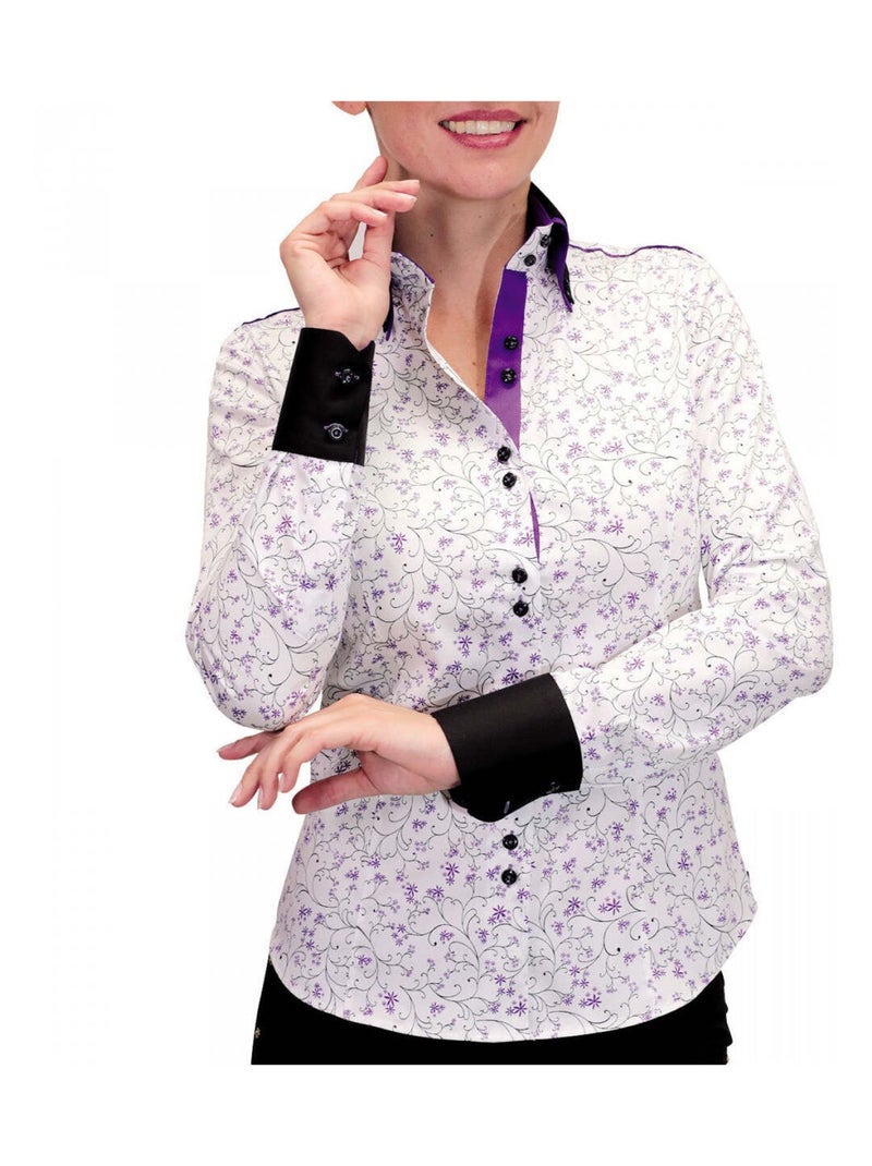 Chemise femme double bouton coupe cintrée PENELOPE Andrew Mac Allister Blanc , Bleu , 38 Blanc Bleu - Kiabi