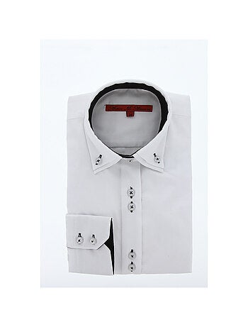 Chemise femme double col coupe cintrée CARINA2 Andrew Mac Allister Blanc , Bleu , 38