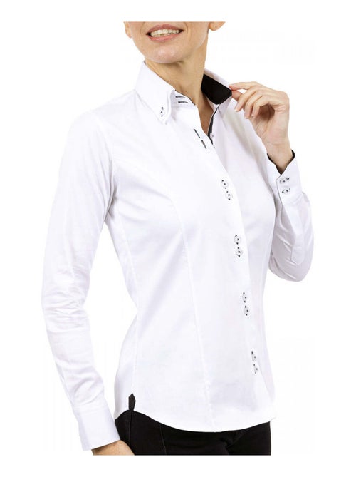 Chemise femme double col coupe cintrée CARINA2 Andrew Mac Allister Blanc , Noir , 42 - Kiabi