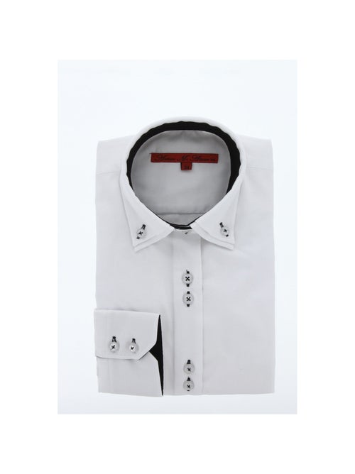 Chemise femme double col coupe cintrée CARINA2 Andrew Mac Allister Blanc , Noir , 42 - Kiabi