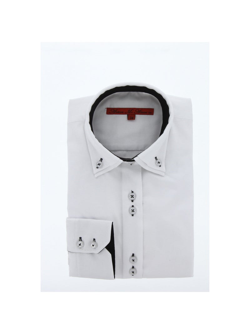 Chemise femme double col coupe cintrée CARINA2 Andrew Mac Allister Blanc , Noir , 42 Blanc Noir - Kiabi