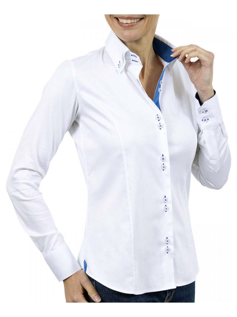 Chemise femme double col coupe cintrée CARINA2 Andrew Mac Allister Blanc , Noir , 42 Blanc Noir - Kiabi