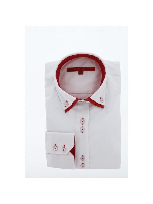 Chemise femme double col coupe cintrée DOBLA Andrew Mac Allister Blanc , Bleu , 46 - Kiabi