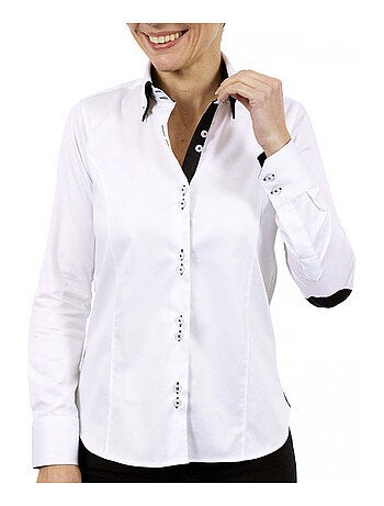 Chemise femme double col coupe cintrée DOBLA Andrew Mac Allister Blanc , Rouge , 42