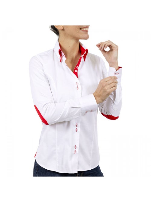 Chemise femme double col coupe cintrée DOBLA Andrew Mac Allister Blanc , Bleu ciel , 40 - Kiabi