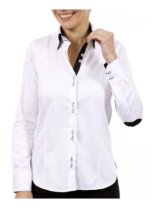 Chemise femme double col coupe cintrée DOBLA Andrew Mac Allister Blanc , Bleu ciel , 44 - Kiabi