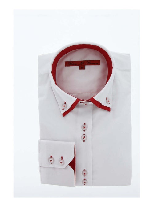 Chemise femme double col coupe cintrée DOBLA Andrew Mac Allister Blanc , Bleu ciel , 44 - Kiabi