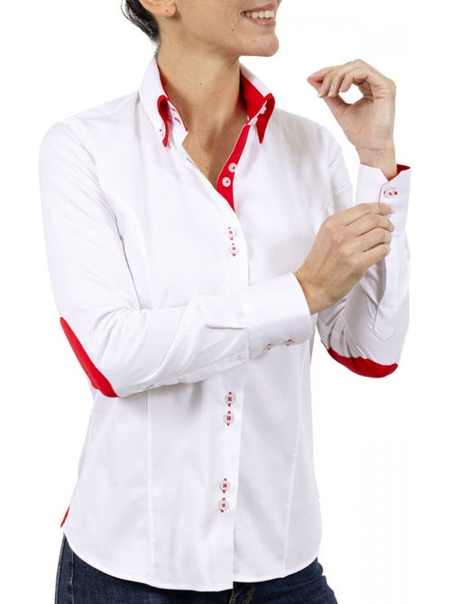 Chemise femme double col coupe cintrée DOBLA Andrew Mac Allister Blanc , Noir , 36 - Kiabi Chemise femme double col coupe cintrée DOBLA Andrew Mac Allister Blanc , Noir , 36 - Kiabi