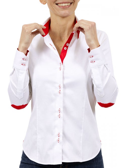 Chemise femme double col coupe cintrée DOBLA Andrew Mac Allister Blanc , Noir , 36 - Kiabi Chemise femme double col coupe cintrée DOBLA Andrew Mac Allister Blanc , Noir , 36 - Kiabi