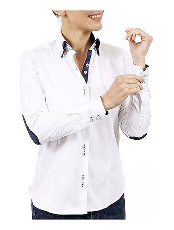 Chemise femme double col coupe cintrée DOBLA Andrew Mac Allister Blanc , Rouge , 42