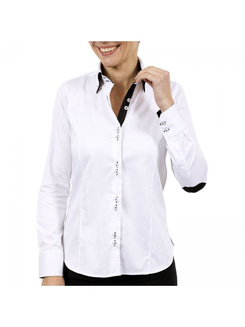 Chemise femme double col coupe cintrée DOBLA Andrew Mac Allister Blanc , Noir , 40 - Kiabi