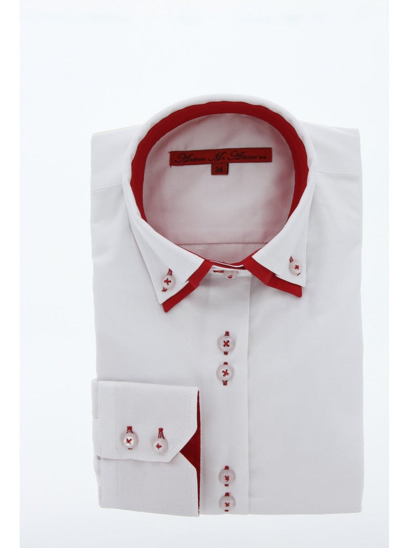 Chemise femme double col coupe cintrée DOBLA Andrew Mac Allister Blanc Noir - Kiabi