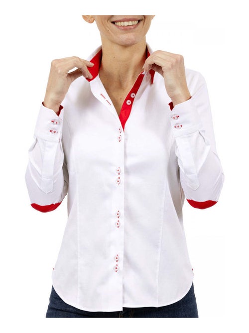 Chemise femme double col coupe cintrée DOBLA Andrew Mac Allister Blanc , Rouge , 38 - Kiabi