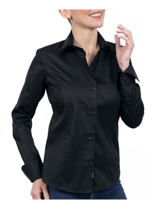 Chemise femme double col coupe cintrée ORIA Andrew Mac Allister Noir , 38 - Kiabi
