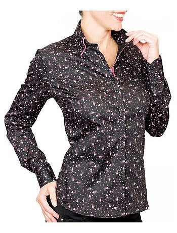 Chemise femme double col coupe cintrée WILMA Andrew Mac Allister Noir , 36