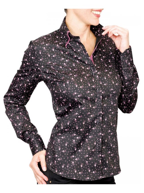 Chemise femme double col coupe cintrée WILMA Andrew Mac Allister Noir , 36 - Kiabi