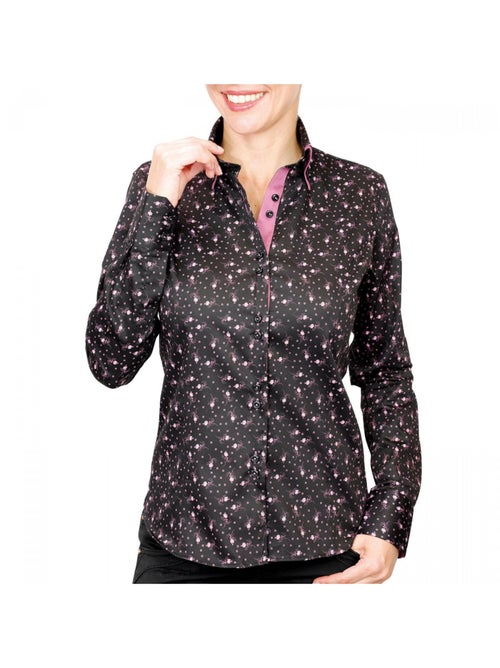 Chemise femme double col coupe cintrée WILMA Andrew Mac Allister Noir , 36 - Kiabi