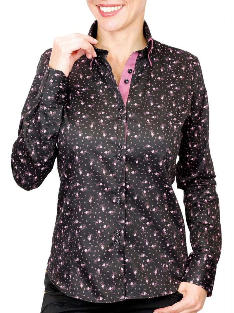 Chemise femme double col coupe cintrée WILMA Andrew Mac Allister Noir - Kiabi