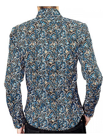 Chemise femme double col imprimée coupe cintrée PENNY Andrew Mac Allister Bleu , 34