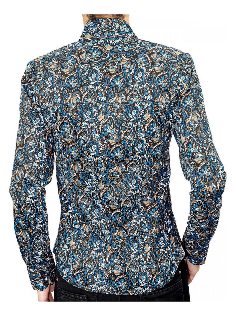 Chemise femme double col imprimée coupe cintrée PENNY Andrew Mac Allister Bleu , 34 Bleu - Kiabi