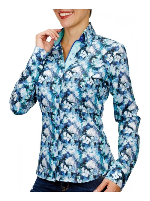 Chemise femme double col imprimée coupe cintrée PENNY Andrew Mac Allister Bleu , 34 - Kiabi