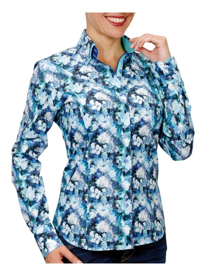 Chemise femme double col imprimée coupe cintrée PENNY Andrew Mac Allister Vert , 40 Vert - Kiabi
