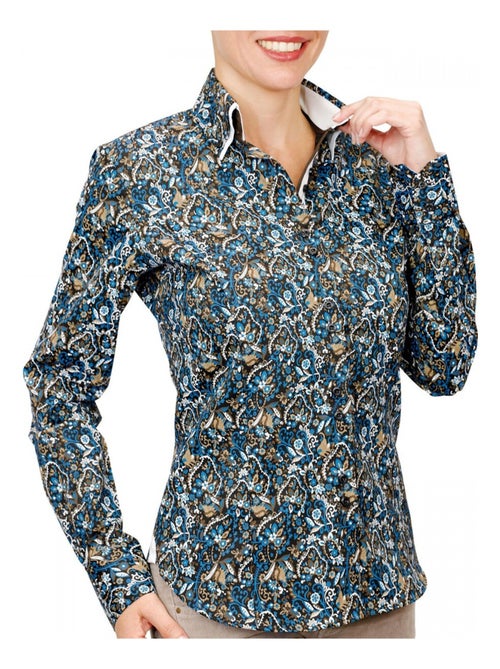 Chemise femme double col imprimée coupe cintrée PENNY Andrew Mac Allister - Kiabi Chemise femme double col imprimée coupe cintrée PENNY Andrew Mac Allister - Kiabi