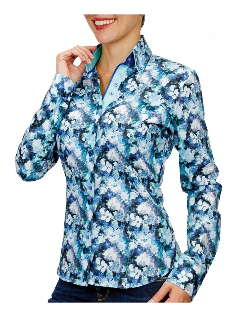Chemise femme double col imprimée coupe cintrée PENNY Andrew Mac Allister Vert - Kiabi