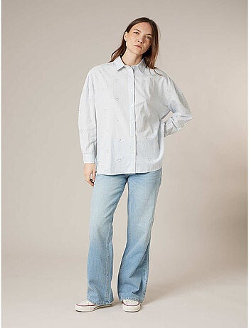 Chemise femme en coton brodories coeur 'Deeluxe'