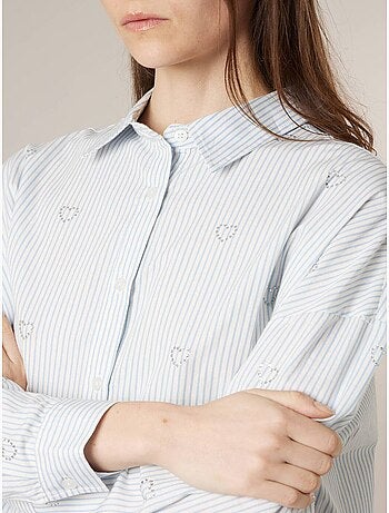Chemise femme en coton brodories coeur 'Deeluxe'