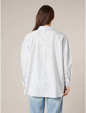 Chemise femme en coton brodories coeur 'Deeluxe'