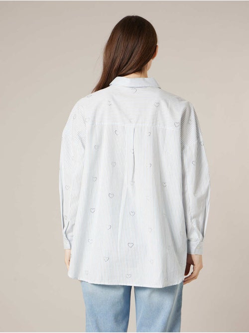 Chemise femme en coton brodories coeur 'Deeluxe' - Kiabi
