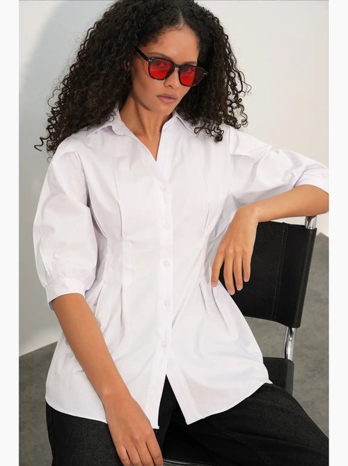 Chemise femme en mélange de coton bdart - Kiabi Chemise femme en mélange de coton bdart - Kiabi