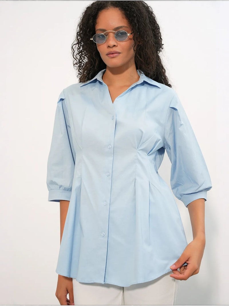Chemise femme en mélange de coton bdart Bleu ciel - Kiabi