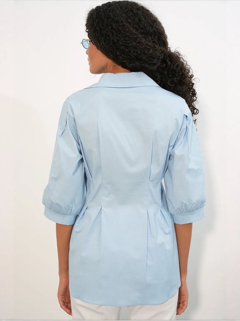 Chemise femme en mélange de coton bdart Bleu ciel - Kiabi