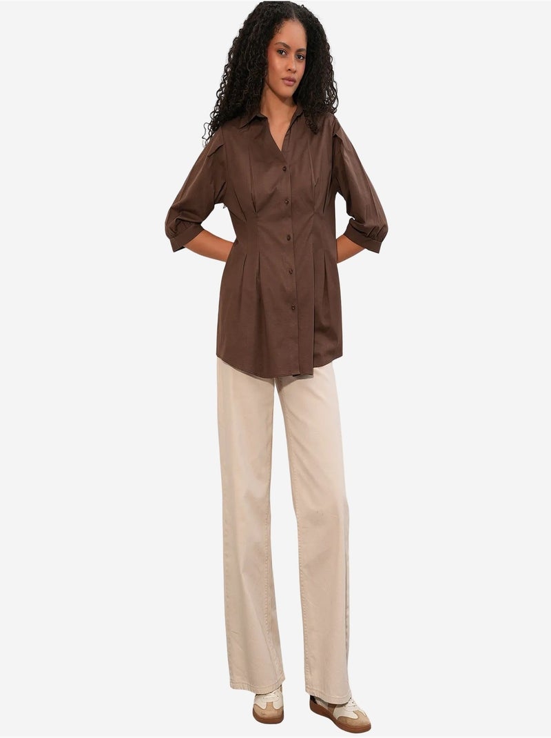 Chemise femme en mélange de coton bdart Marron - Kiabi