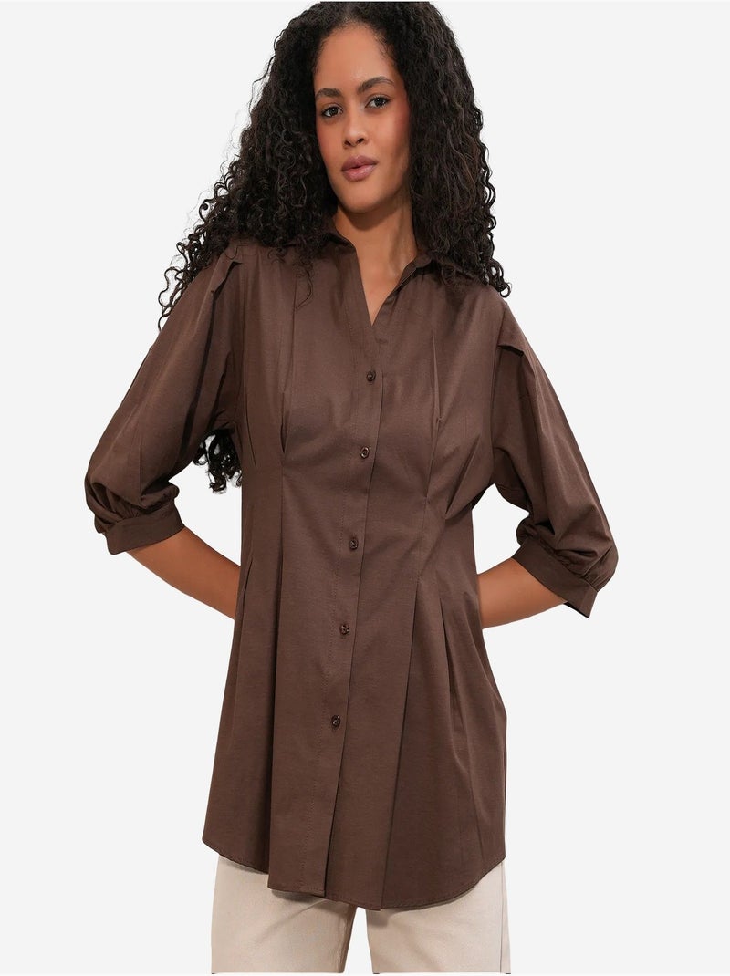 Chemise femme en mélange de coton bdart Marron - Kiabi