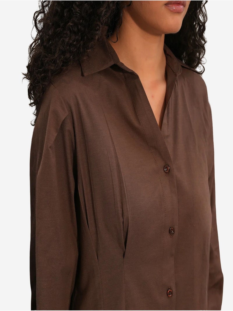 Chemise femme en mélange de coton bdart Marron - Kiabi