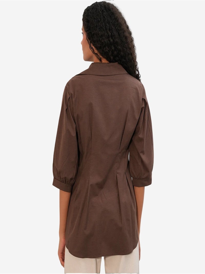 Chemise femme en mélange de coton bdart Marron - Kiabi