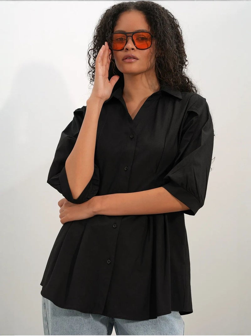 Chemise femme en mélange de coton bdart Noir - Kiabi