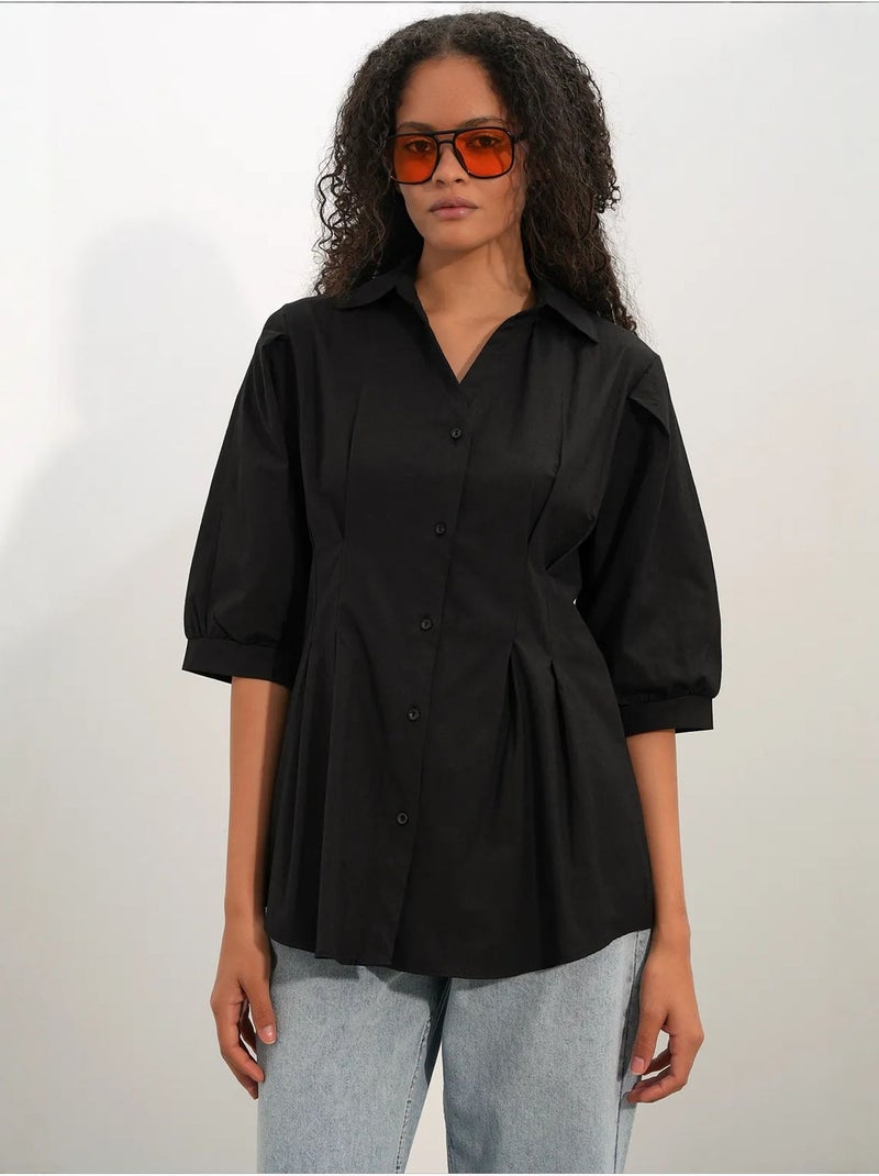 Chemise femme en mélange de coton bdart Noir - Kiabi