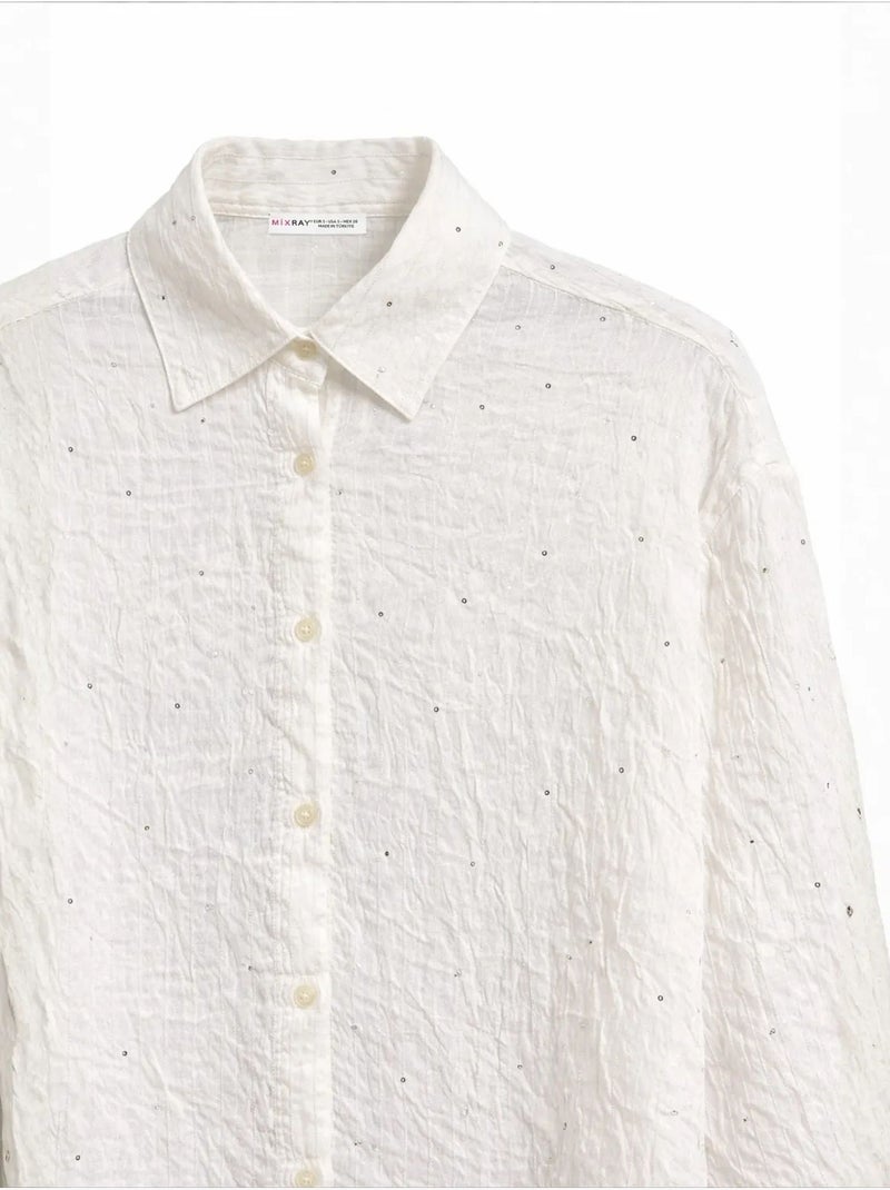 Chemise femme en mélange de coton mixray Blanc cassé - Kiabi