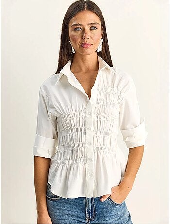 Chemise femme en popeline de mélange de coton coupe normale lucci