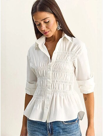 Chemise femme en popeline de mélange de coton coupe normale lucci