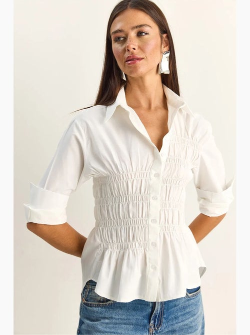Chemise femme en popeline de mélange de coton coupe normale lucci - Kiabi Chemise femme en popeline de mélange de coton coupe normale lucci - Kiabi